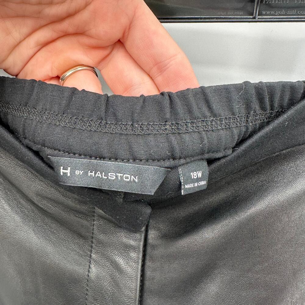 H By Halston Faux Leather Panel Black Dress Pants // 18W - Picture 4 of 7